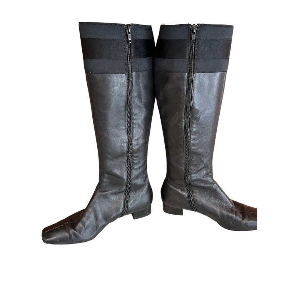 Gucci black leather square toe knee high boots 6.5 - Picture 6 of 15